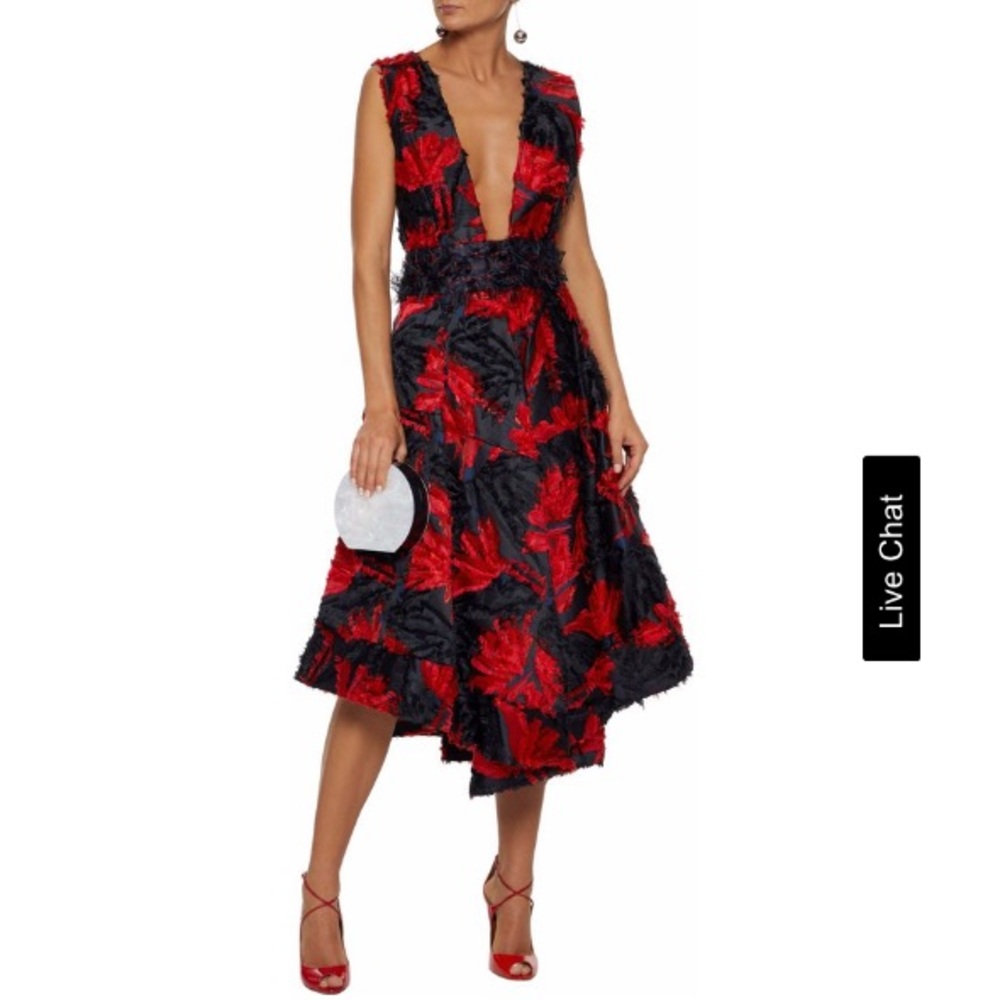 ISO | Milly Fil Coupé Pleated Crepe Midi Dress